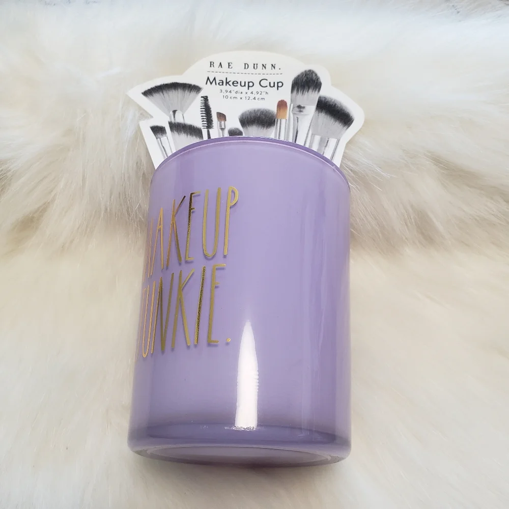 Rae Dunn MAKEUP JUNKIE Lavender Makeup Cup.